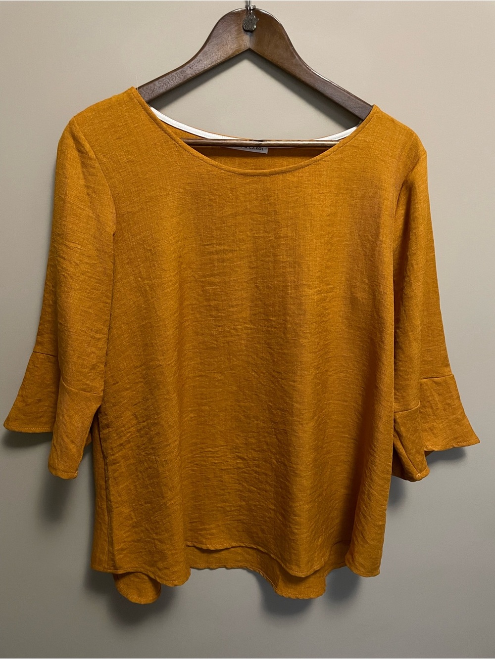 Chris & Carol Golden Mustard Scoop Neck Blouse Women’s Large